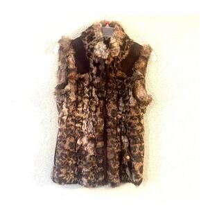 Dolce Cabo Rabit Fur Vest Sweater with Pockets Chocolate Brown Super Soft Small